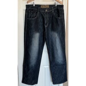 Southpole Premium Y2K Men's 38 Indigo Blue Jeans  Design On Back Pockets Hip Hop